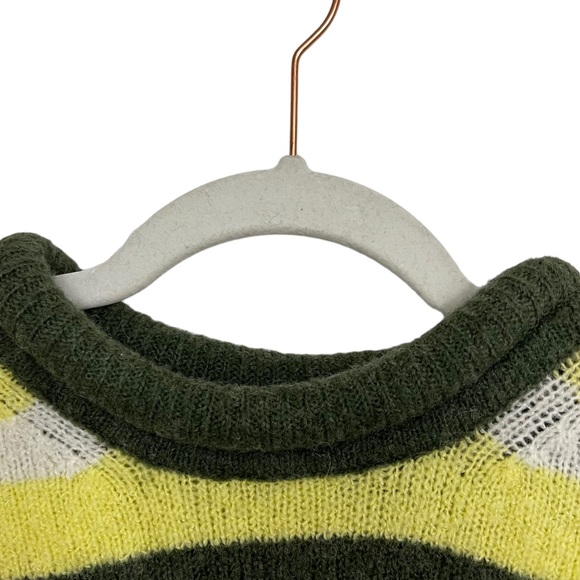 MADEWELL Striped Fulton Pullover Sweater WOOL BLEND. Color: Heather Gras… - Picture 5 of 11